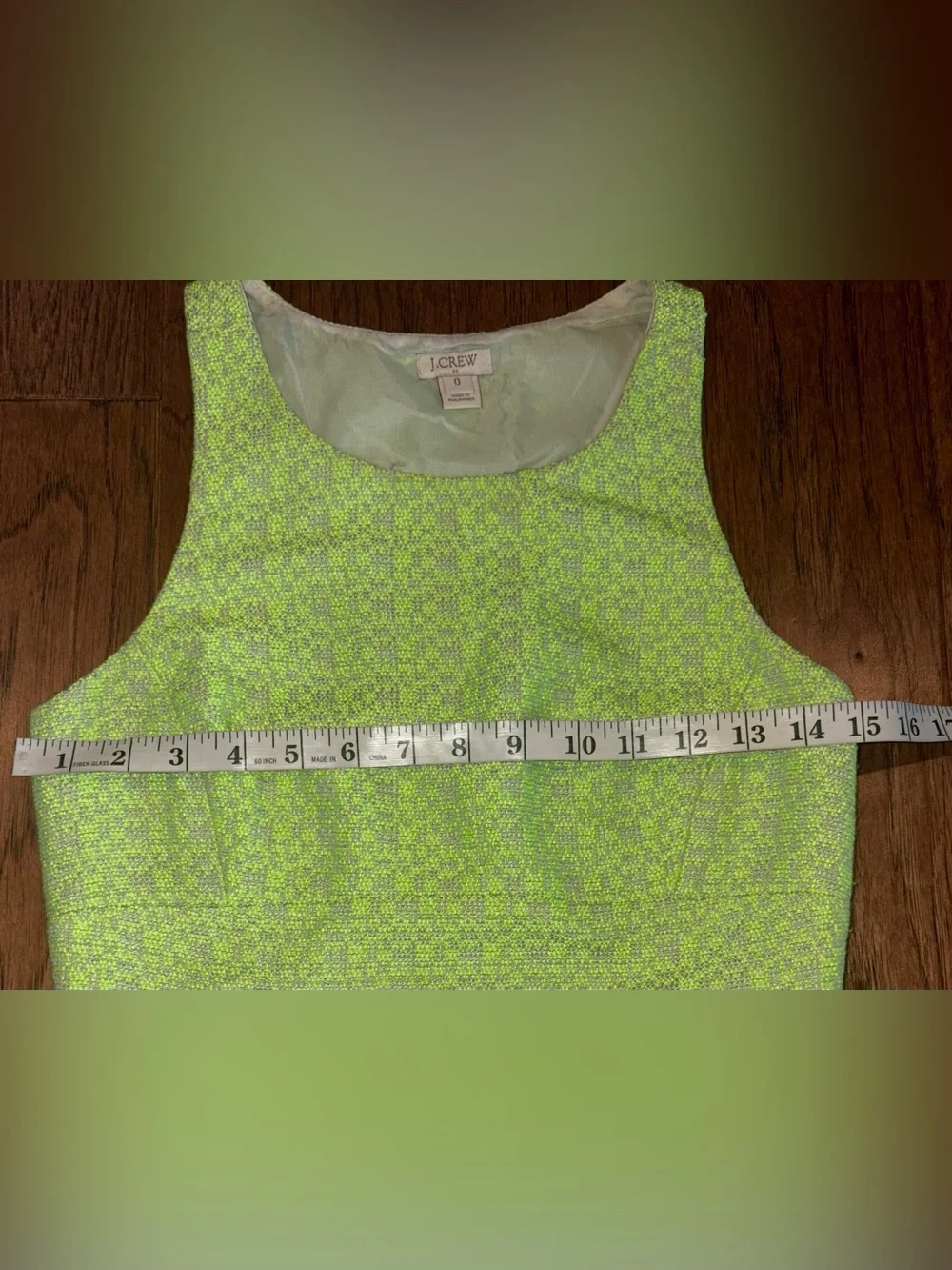 J Crew Razorback Tweed Dress Neon Green Size 0